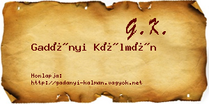 Gadányi Kálmán névjegykártya